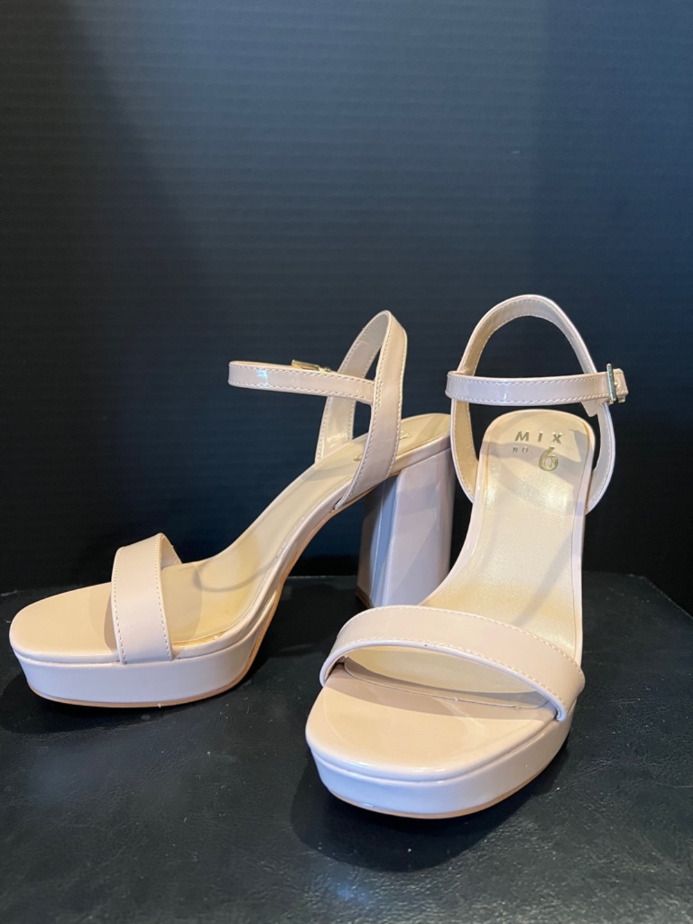 Mix No. 6 Nude Platform Block Heel Sandals